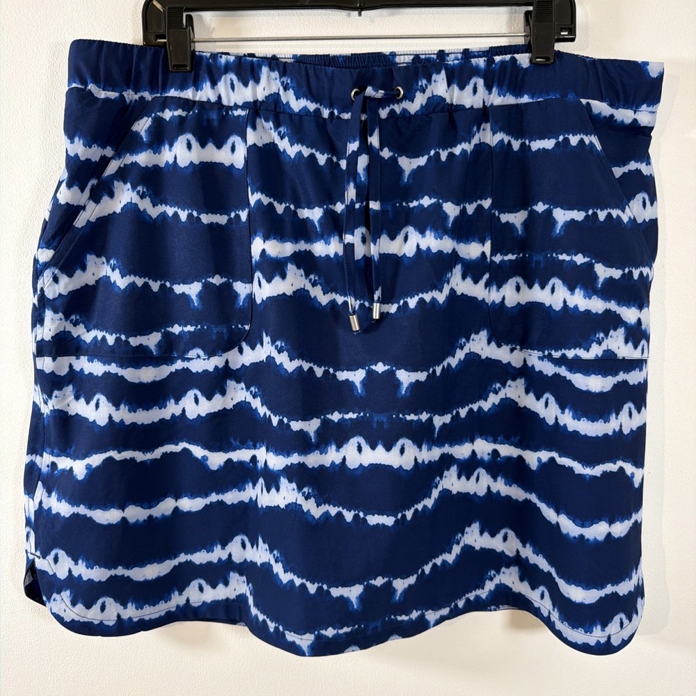 Chico's zenergy Printed Neema Skort Skirt Shorts Size 3 US 16 XL Blue Tie Dye